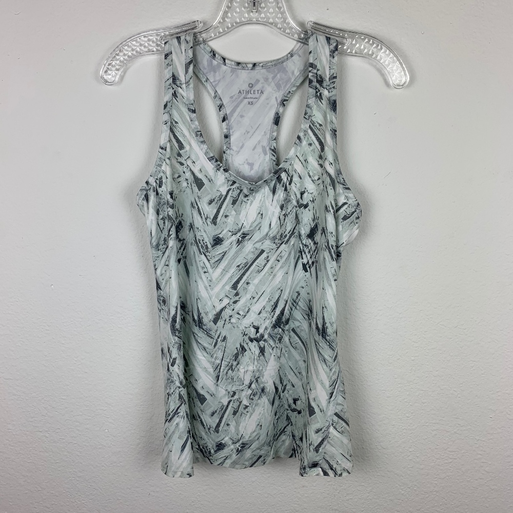 ATHLETA Gray Glacial Tulip Back Chi Tank Top